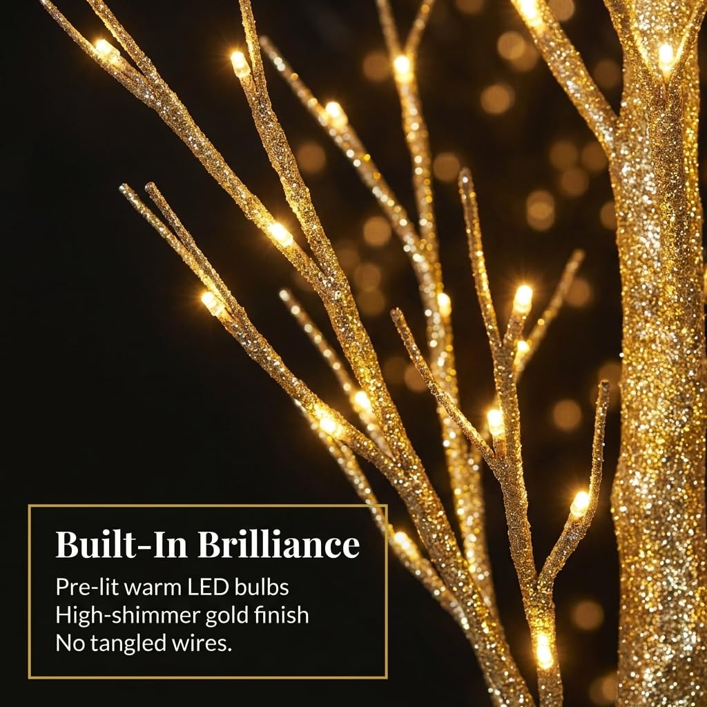 Amazon.com: Anderson's Lighted Artificial Large Gold Glitter Tree